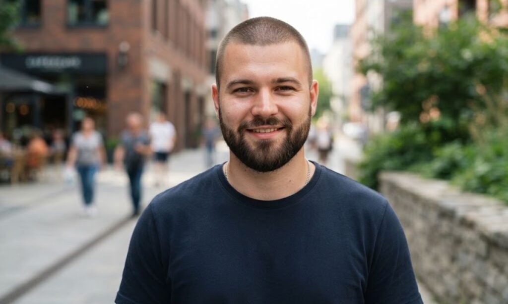 buzz-cut-with-beard-for-round-face-shape