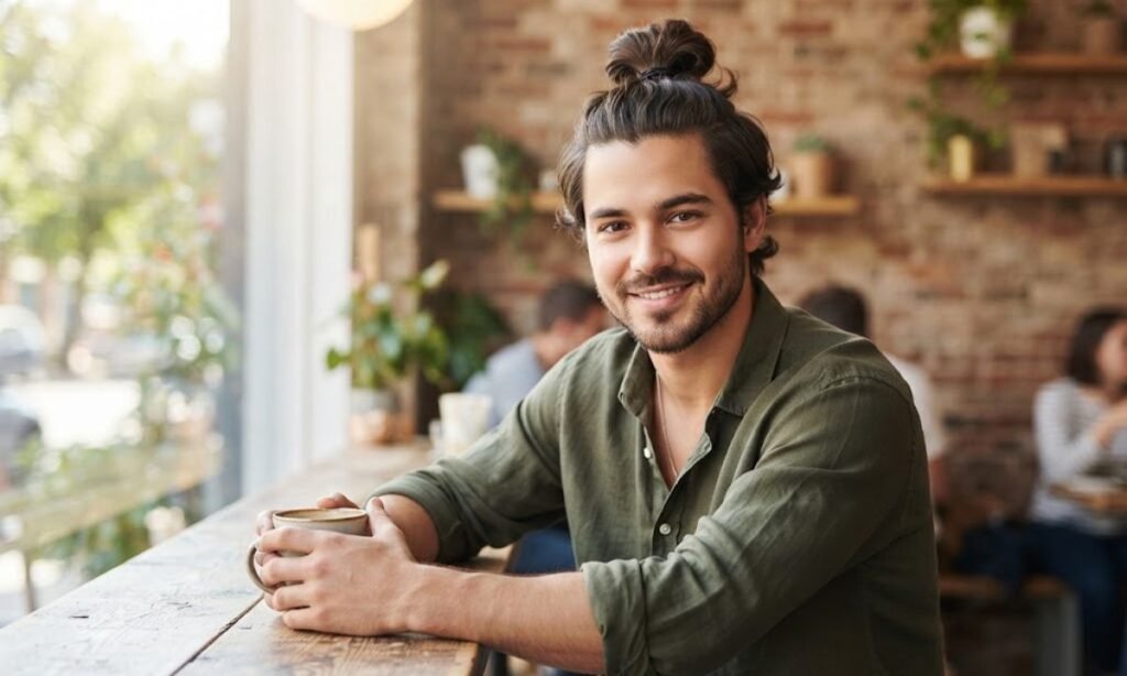 man-bun-for-round-face-shape